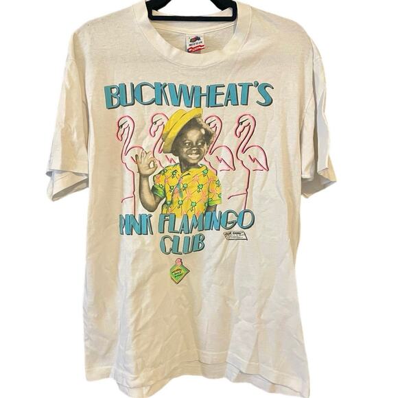Vintage 90s Buckwheat’s Pink Flamingo Club Single Stitch Shirt Adult Large
